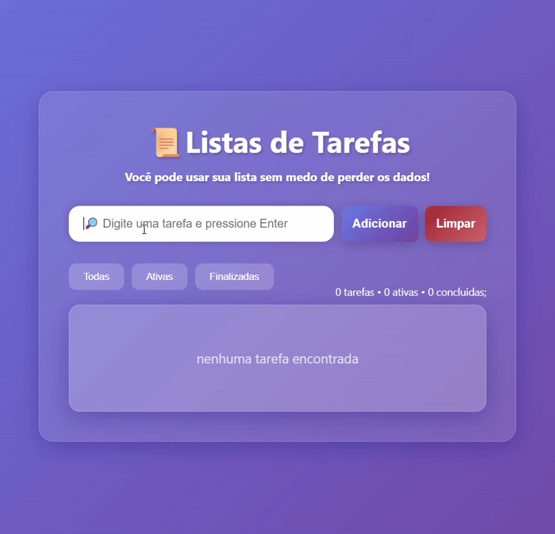 Projeto To Do List - Lista de tarefas com filtros e animações